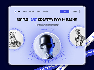 NFT art platform 3d art branding concept creative crypto design digital illustration landing logo nft nftart ui ux webdesign website