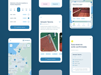 🎾 MiniBreak: Tennis court booking app app design clean design design system figma mobile product design ui user flow ux