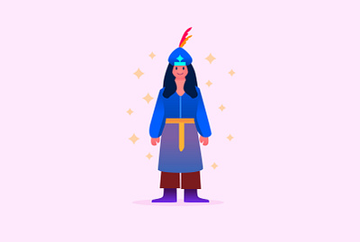 Fantasy Character Minimal Flat vector animation art boy cartoon concept fantasy flat fun graphics design illustration kids man minimal novel vector wizard