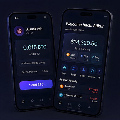 Nebulix-Futuristic Crypto Wallet UI/UX Design crypto dashboard ux crypto mobile app figma crypto wallet ui design dark mode wallet fintech ui glassmorphism app u mobile app interface mobileappdesign multi chain wallet app neon ui design send crypto screen design ui uiux ux web3 app ui inspiration