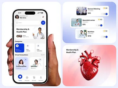 Health Pluse - Health Care Mobile App app design best ui clean design digital health doctor health app health care app healthcare mobile app healthcarehomepage helthnest ios app design mobile mobile app design mobile design mobile ui modern app ui modern ui ui ux design