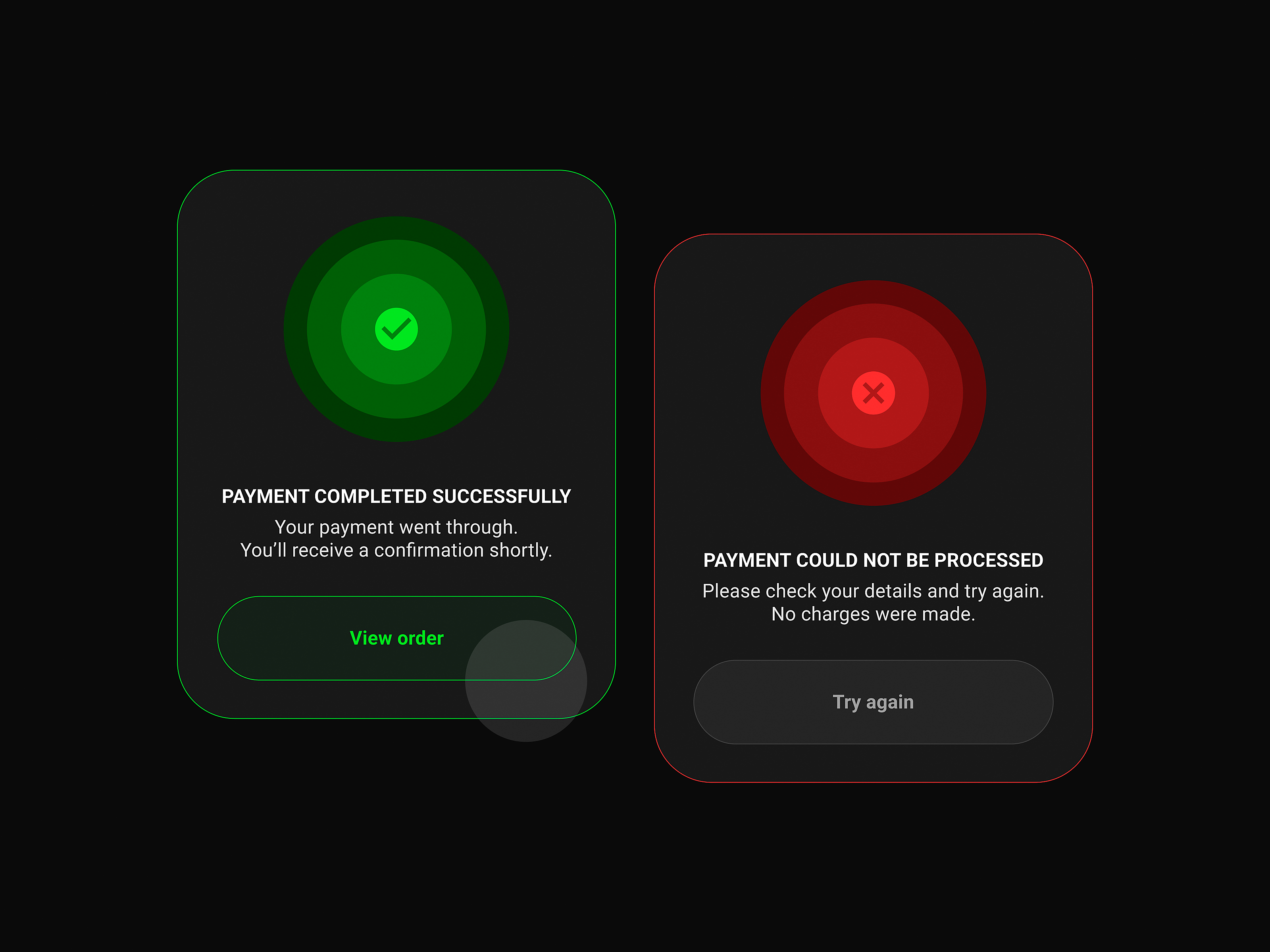 Flash Message - Daily UI 11 daily dailyui dark darkmodeui design error figma flash flashmessage graphic design interface message payment success ui ux web