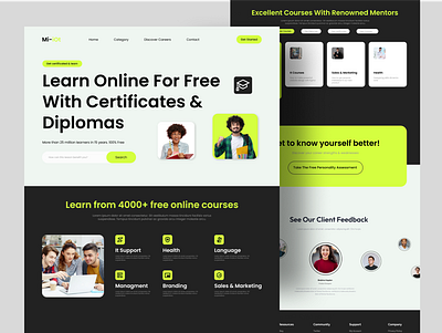 E-learning platform website landing page academy e learning kids landing page learning school ui ux web design website