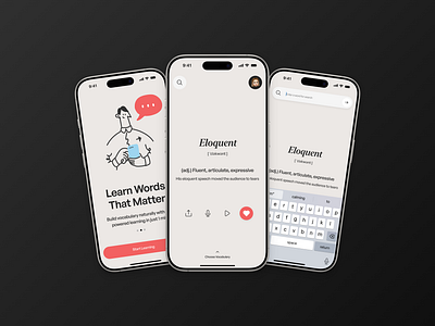 Vocabulary App Concept for IOS app design cards ui coral design daily design ios product design ui ux vocabulary