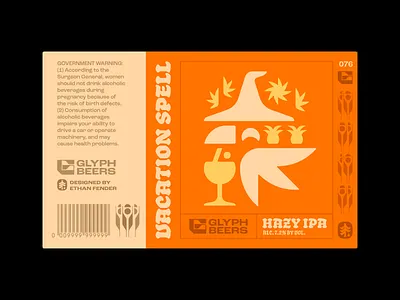 Glyph Beer 76 beer cocktail corvus crow drink fruit glass label magic magical merlin mystic packaging parrot pineapple sun tropical vacation wizard