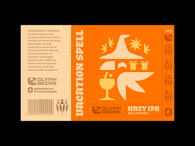 Glyph Beer 76 beer cocktail corvus crow drink fruit glass label magic magical merlin mystic packaging parrot pineapple sun tropical vacation wizard
