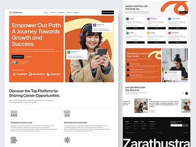 Zarathustra- JobSeeker Website Design branding design figma landing page ui uiux user interface user reserach ux web design website design