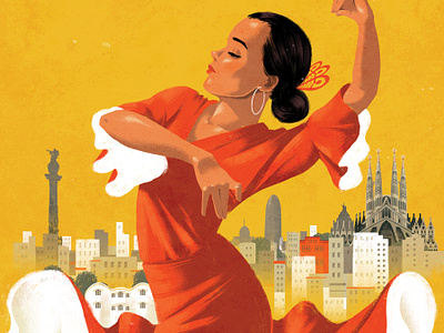 Flamenco dance digital editorial folioart illustration rui ricardo spain travel