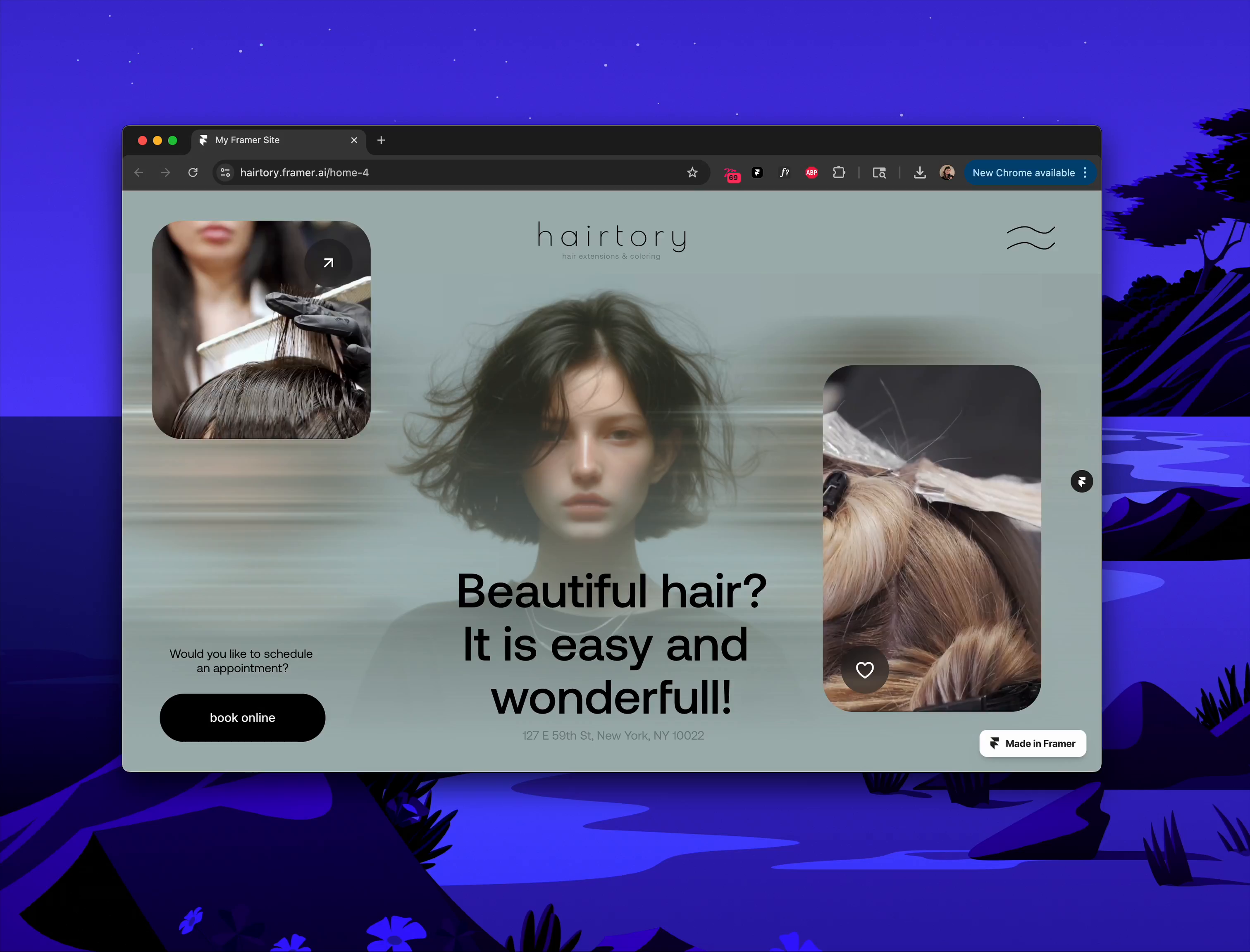 Example of Framer Website for Hair Salon