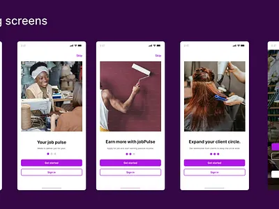 JobPulse app design branding design illustration job jobberman jobpulse logo positive concept ui uiux user interface ux wireframe
