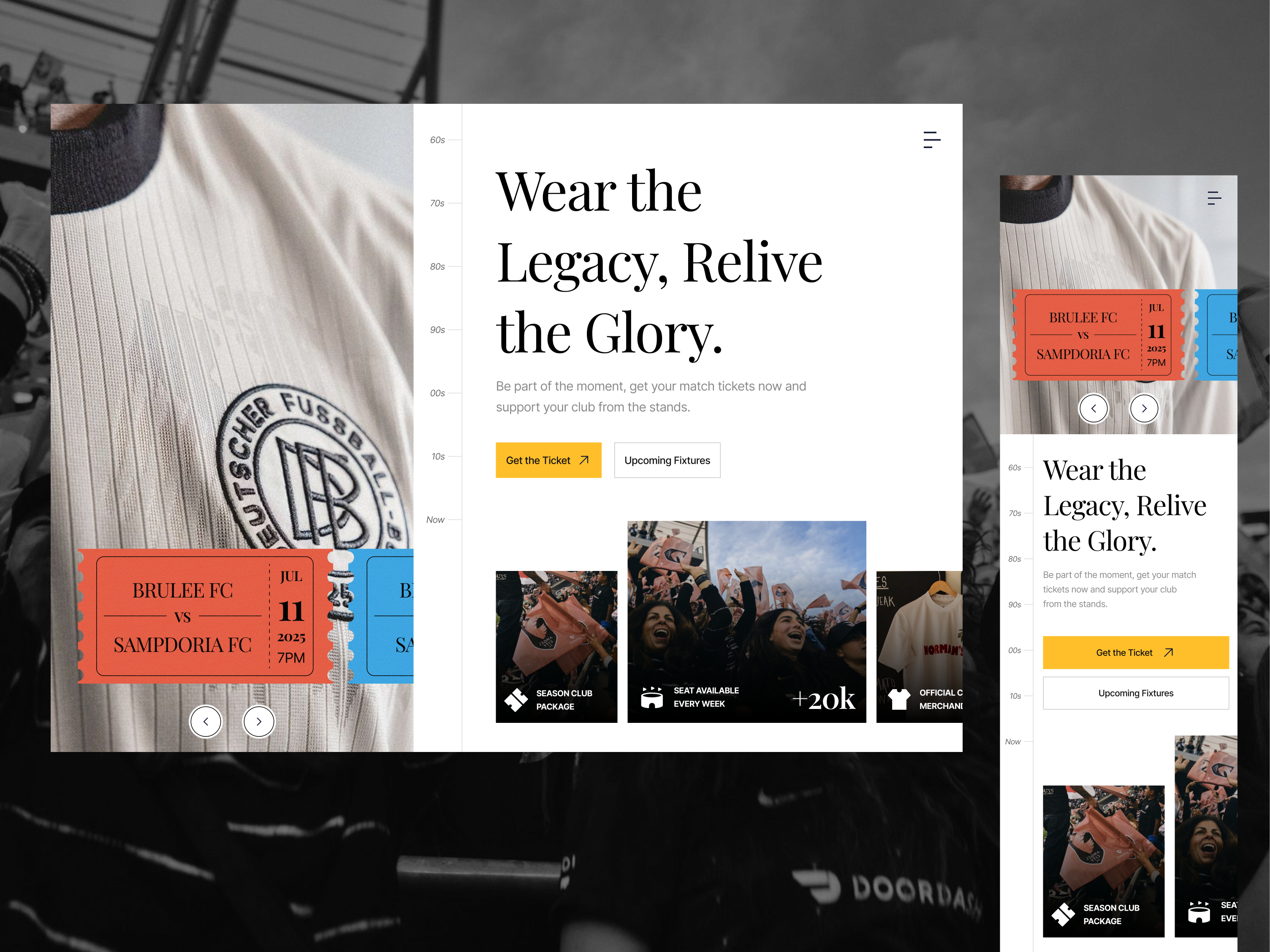Football Ticketing Landing Page animation editorial design football landing page motion graphics online tciket ticket