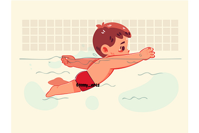 Cartoon Boy Swimming in a Pool activity cartoon enjoy exercise health healthy hobbies joy liquid olympic pool preparation recreation splash sports sporty swimming training water wet