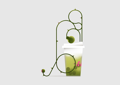Matcha 2d botanical flowers geometry graphic design illustration procreate