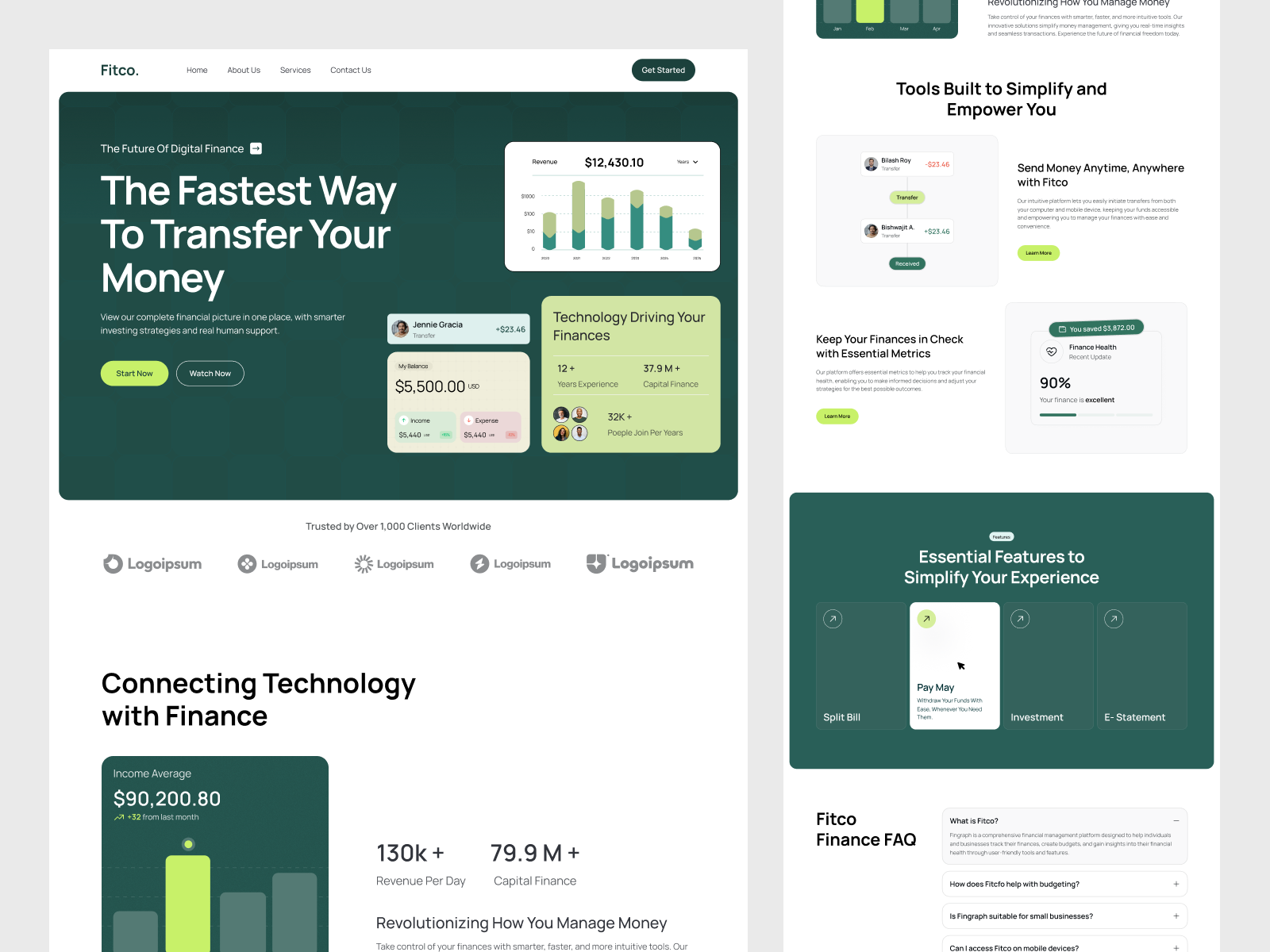 FItco - Finance Landing Page finance fintech investment landing page website