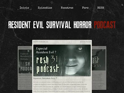 Resident Evil Survival Horror Podcast 2025 - Home branding challenge concept design halloween horror illustration interface logo podcast residentevil survivalhorror ui ux videogames
