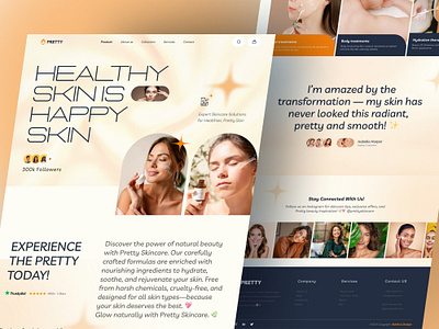 Pretty - Skincare Landing Page Design beauty website beautybrand cleanbeauty cosmeticdesign ecofriendly glowskin healthandbeauty landing page landing page website landingpage minimalistui naturalproducts nature organicskincare skincare skincare design web skincaredesign ui design uiux uxdesign