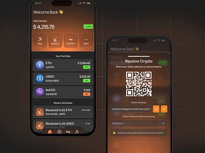 Crypto Wallet Mobile Apps Design ai bitcoin crypto crypto app crypto dashboard ui crypto exchange crypto mobile app cryptocurrency cryptocurrency payment cryptocurrency portfolio cryptocurrency wallet etherum wallet finance fintech mobile app design mobile design mobile wallet ui technology trading ui