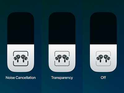 iOS Control Center AirPods Noise Cancellation Status airpods concept control center custom design feature gradient icon illustration ios iphone mobile noise cancellation preview redesign sf symbols ui ux vector