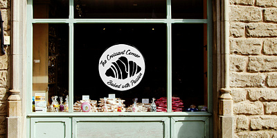 The Croissant Corner (Bakery Branding) artisanal bakery baking brand brand identity branding bread bread logo bread packaging food branding food packaging graphic design label design logo design patisserie