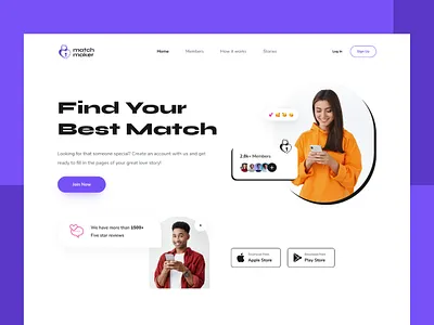 MatchMaker - Dating Website Template For Elementor dating dating app dating website landingpage match maker matchmaking matrimonial online friend partner finder social media