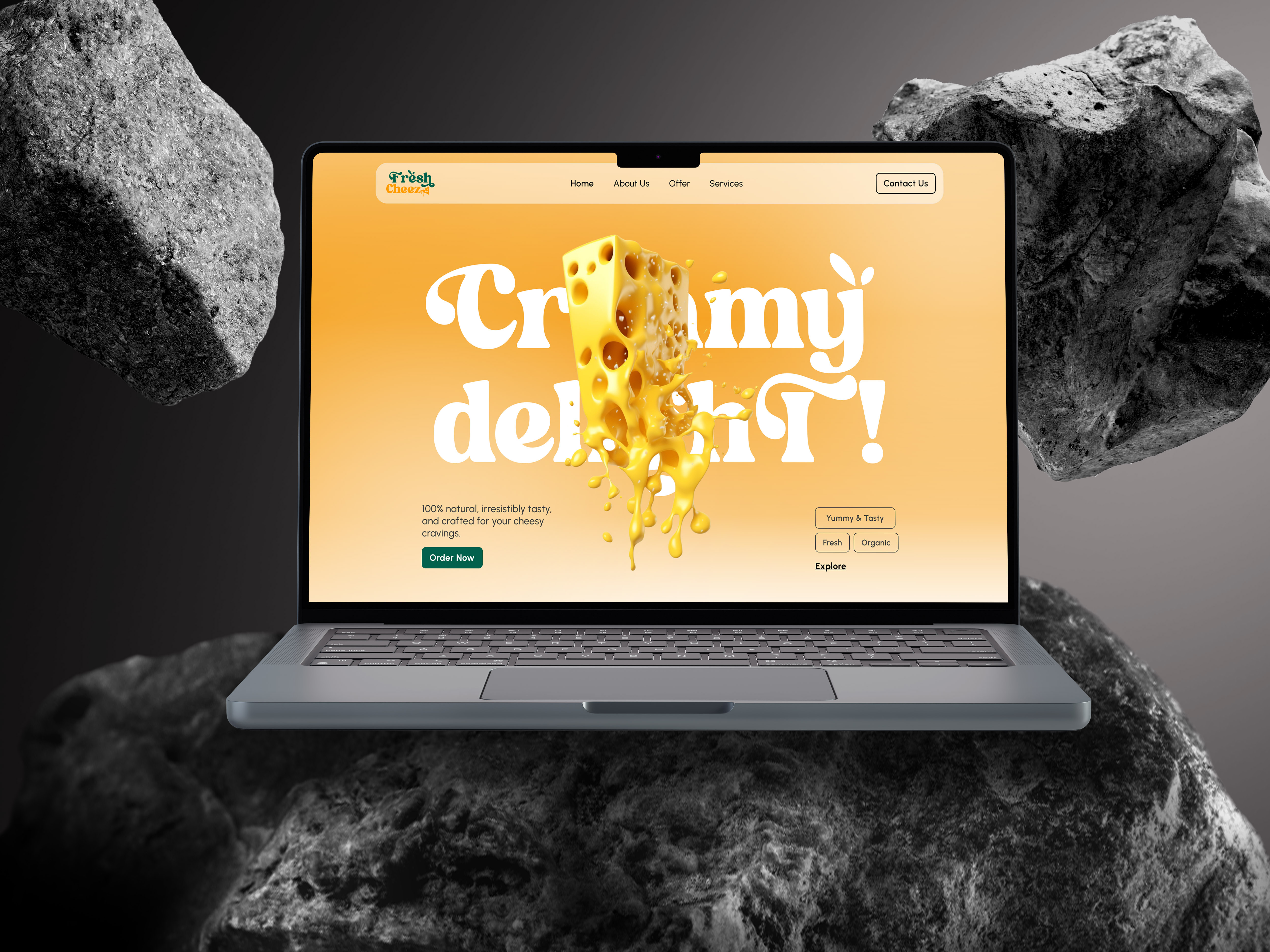 Fresh Cheez - Organic Food Website Ui Design branding design food ui food website foodie fresh fresh cheez landing page milky ui modern ui natural food natural ui organic organic product organic ui ui uiux web ui website yellow