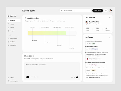 Subestar Dashboard - AI Project Management ai app chart clean client client work dashboard design list management product product design project project management saas saas design sidebar task timeline ux design web app