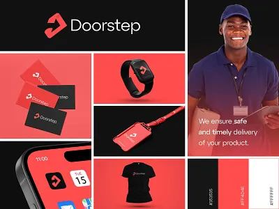 Doorstep Logo and Branding Design with brand guidelines arrow brand guidelines brand identity branding courier delivary direction graphic design icon identity letter logo logo designer logodesign logos mark symbol