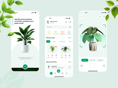 AI plant Care Mobile App & Website ai app branding care garden green mobile app nature plant app product design scan ui uiux ux design websit