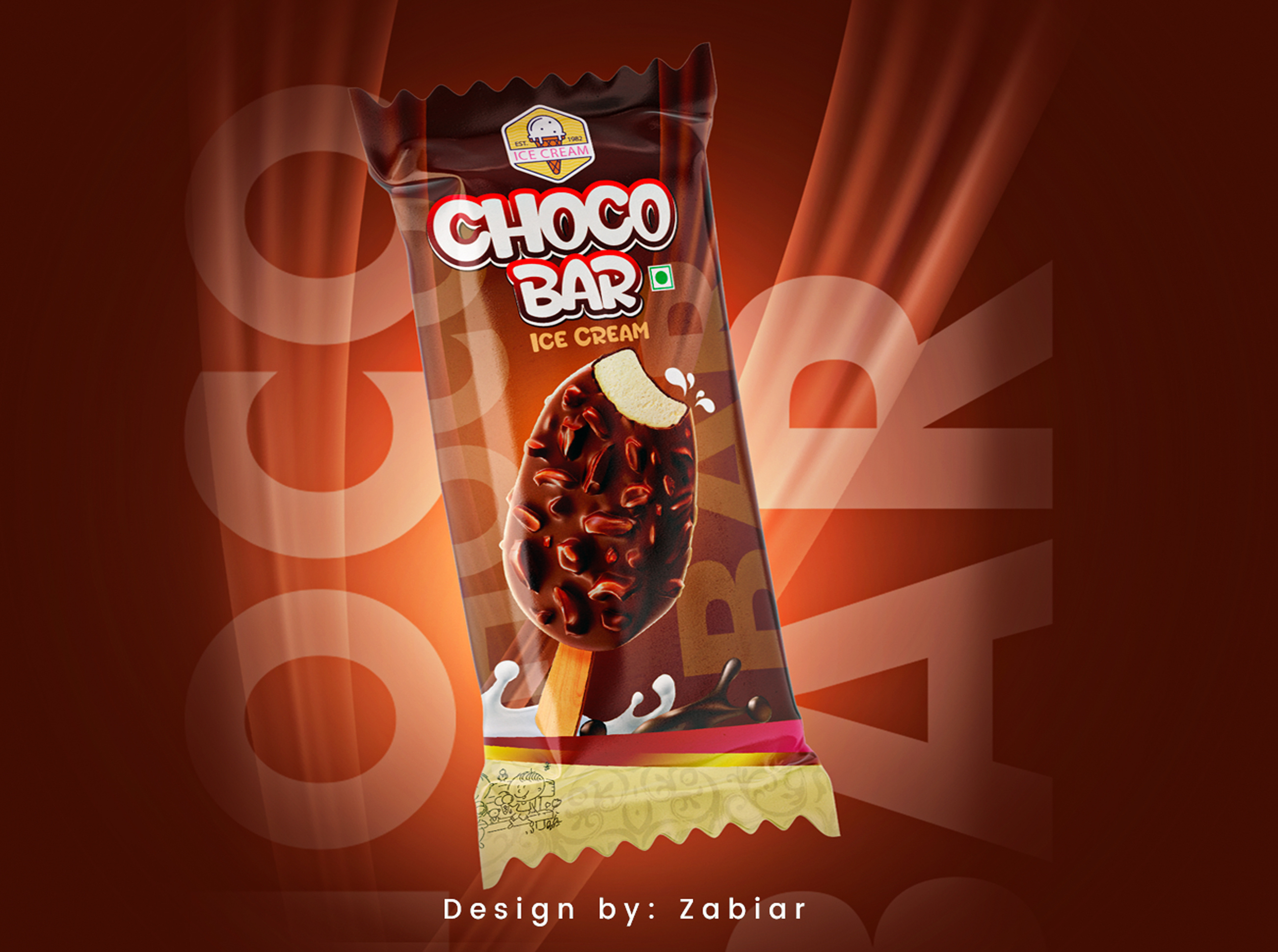 Choco bar Ice Cream Packaging Design Idea! chocobar chocobar ice cream graphic design ice cream ice cream bar ice cream packaging packaging packaging design packet design zabiar