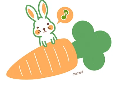 Rabbit & Carrot adobeillustrator adobephotoshop animal carrot character cute illustration illustrator kawaii pop rabbit