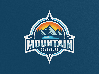 Mountain Adventure Logo adventure badge logo branding compass compass logo graphic design logo logo design mountain mountain logo nature outdoor retro logo vector vintage logo
