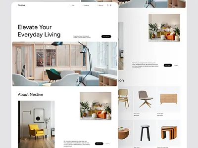 Nestive - A Minimal Furniture Store Website app ecommerce figma furniture furniture store interior interior design interior store store website