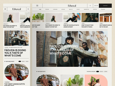Ethereal Magazine article blog brutalism classic fashion featured blog grid hompage interaction journal landing page magazine news responsive retro trend 2023 typography ux vintage web design