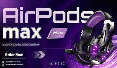 🎧 AirPods Max Concept Design airpod max airpod max social media post airpod poster design branding flyer design graphic design headphone branding logo morden airpod poster design poster design social media branding social media post design