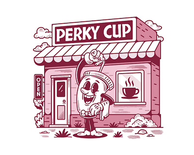 PERKY CUP art cartoon characterdesign characters coffee coffee art coffee cartoon coffee shop cup cartoon cute art cute cartoon cute illustration illustration mascot perky cup retro retro cup retro illustration retro mascot vintage