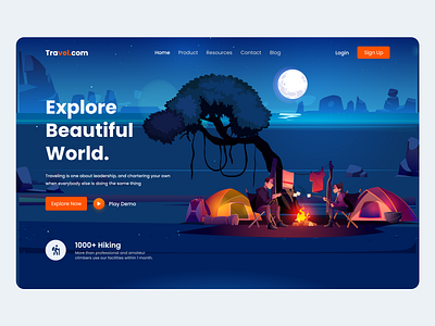 Landing Page - Travel : Tour : Trip adventure animation booking clean creative design home page illustration minimal motion graphics travel travel landing trip ui ui design ux vacation website website design