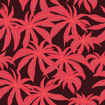 Red Tropical Leaves on Dark. Seamless pattern fabric fashion leaves packaging pattern red seamless summer textile tropical