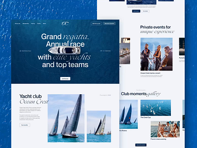 Ocean Crest - Yacht Club Website Design boat party corporate website creative website landing page luxury brand luxury moodboard luxury website modern landing page modern website ocean logos premium design premium website web design web design inspiration web ui yacht app yacht club yacht flyer yacht logo