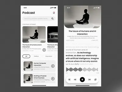 Podcast Player UI Design app design design figma ui uiux ux