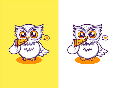 Owl with Pizza Mascot Character Illustration animal branding character cute design food graphic design illustration modern owl pizza vector