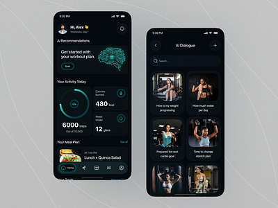 AI Fitness Tracker Mobile App ai aifitnessapp aihealthtech app app design fitness fitness tracker fitnesstrackerui healthapp ios mobile mobile app mobile ui smartfitnessapp tracker ui ui design uiux workoutapp