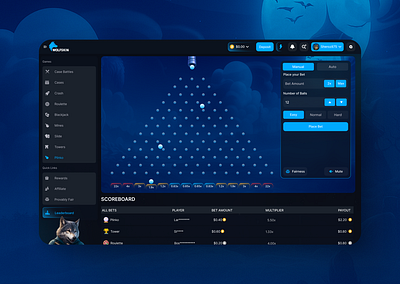 Plinko Game UI Kit – Mobile & Desktop betting casino csgo figma game game design gg graphic design plinko plinko game skingame ui ui design wolfskin