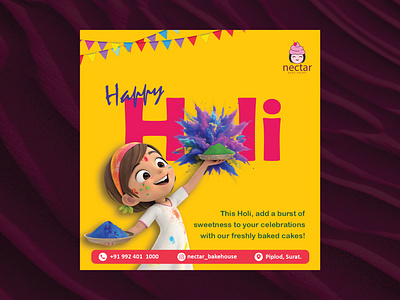 Holi Festival Post Design ad branding festival holi holi festival indian festival poster social media post