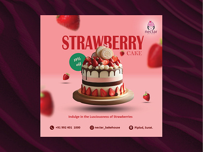 Bakery Post Design ad bakery brand identity branding cafe cake food post design poster design psoter social media post strawberry