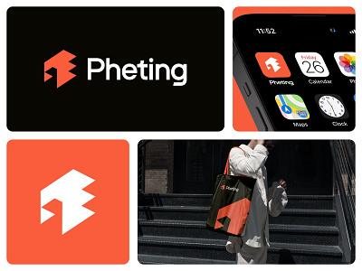 Pheting AI, bot, robot, Technology, Software, logo design abstract logo ai logo artificial intelligence bot logo branding business logo data logo data stream futuristic logo logo logo design modern logo negative space robot logo startup logo tech company tech logo technology technology logo workflow logo