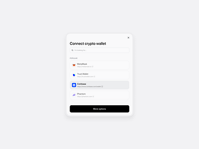 Connect crypto wallet modal blockchain component connect crypto modal product design ui web3