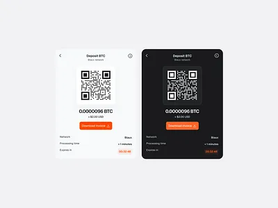 Deposit BTC modal bitcoin blockchain btc component crypto deposit modal product design qr ui web3