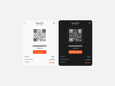 Deposit BTC modal bitcoin blockchain btc component crypto deposit modal product design qr ui web3