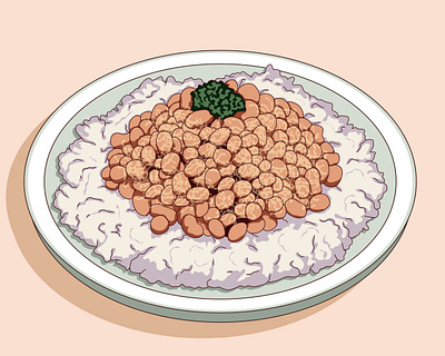 Foods: Natto Illustration colorful illustration flat illustration food food illustration graphic design illustration japanese food japanese illustration japanese natto modern illustration natto natto illustration rice natto