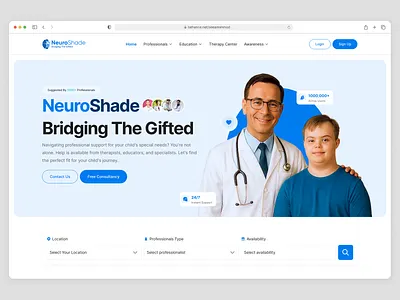 NeuroShade – Inclusive Support Platform for Special Needs adobe xd app design care dashboard dashboard design design figma health landing page medical section ui ui design uiux web design website